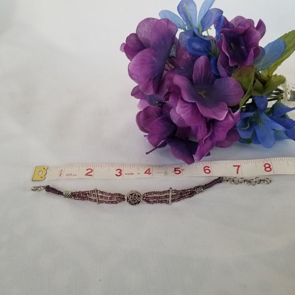Purple Seed Bead & Wire Bracelet - Picture 6 of 11